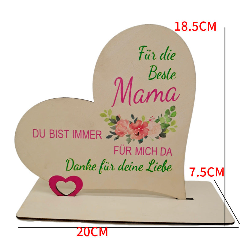 Wholesale Mother's Day Heart-shaped Wooden Ornaments